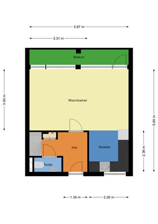 Floorplan - Mathenesserweg 159E, 3027 HP Rotterdam